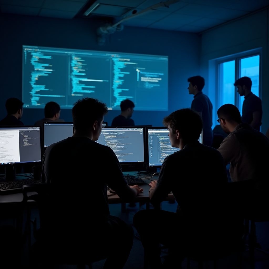 Equipo en hackathon de blockchain
