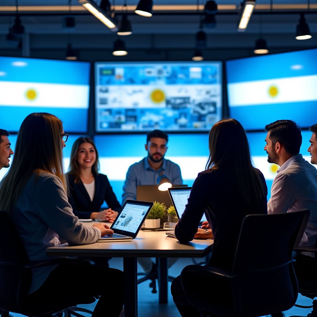 Equipo de CriptoFuturo Argentina en oficina moderna
